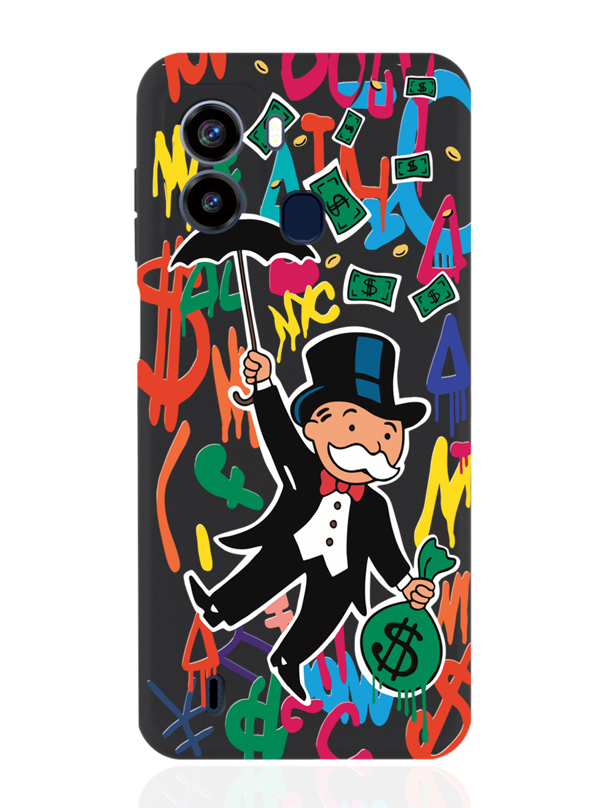 

Чехол для Tecno Pop 6 Rich uncle PennyBags/Богатенький дядюшка толстосум черный, Оранжевый;черный