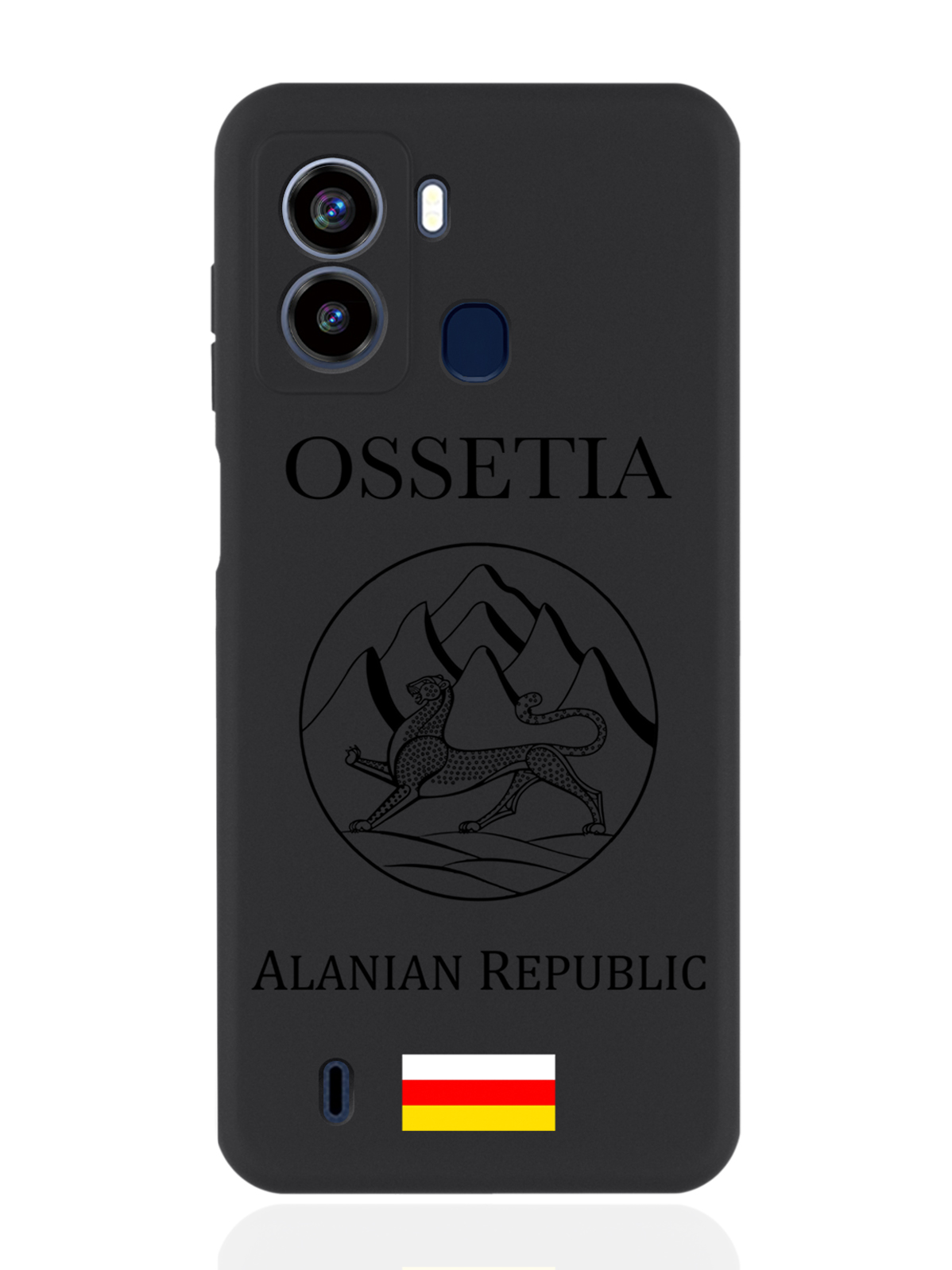 

Чехол для Tecno Pop 6 Черный лаковый Герб Северной Осетии черный