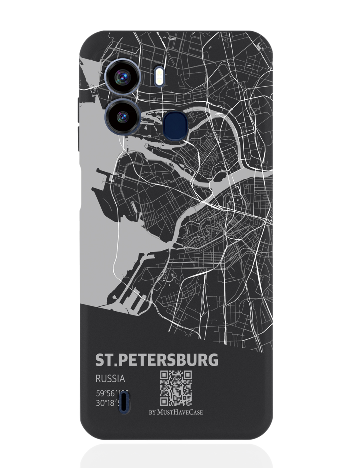 

Чехол для Tecno Pop 6 Карта Санкт-Петербурга черный, Серый;черный