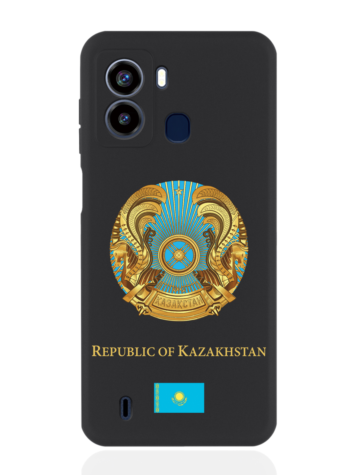 

Чехол для Tecno Pop 6 Герб Казахстана черный, Разноцветный