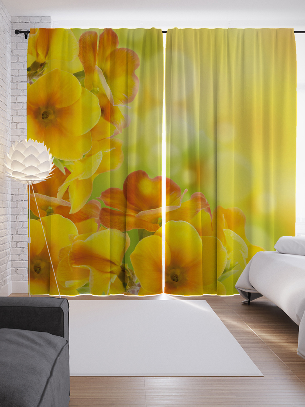 

Шторы JoyArty с фотопечатью "Цветы из солнца" из сатена, 290х265 см, Цветы из солнца