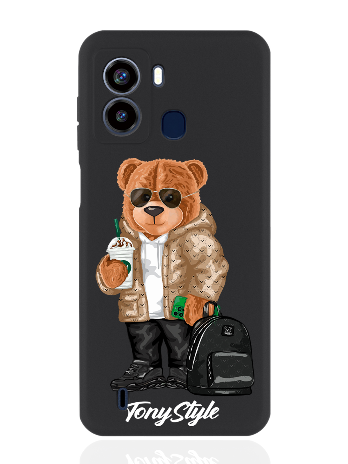 

Чехол для Tecno Pop 6 Tony Style в очках черный, Коричневый;черный;белый