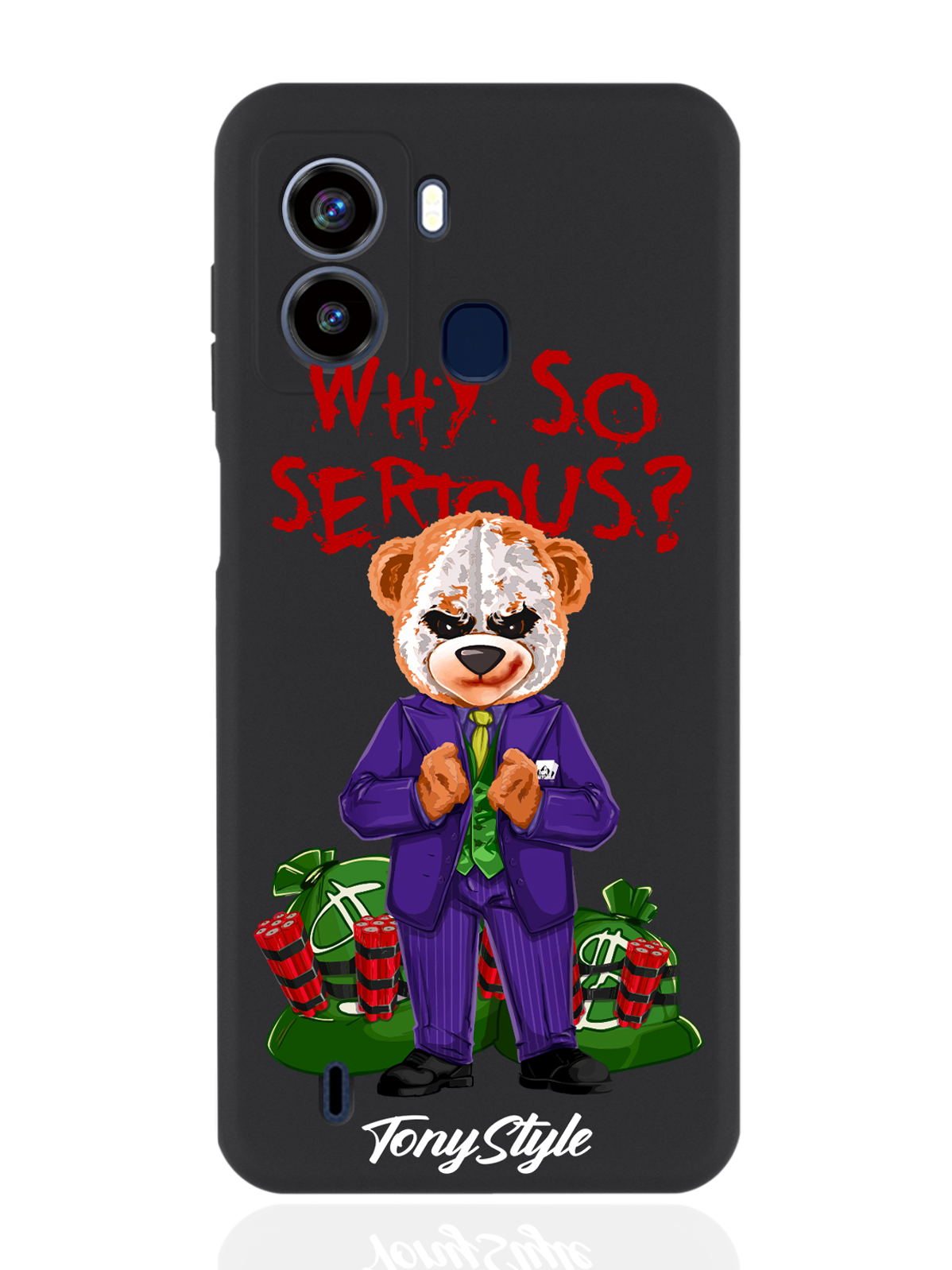 

Чехол для Tecno Pop 6 Tony Style Why so serious черный, Разноцветный