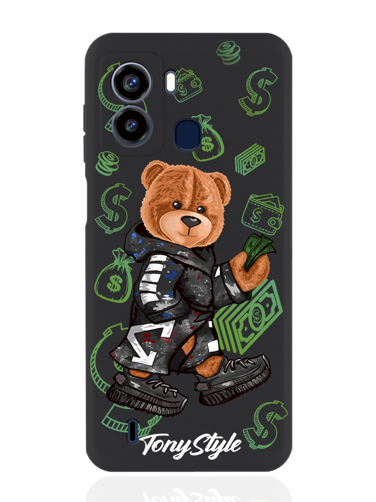 

Чехол для Tecno Pop 6 Tony Style Деньги черный, Коричневый;черный;зеленый