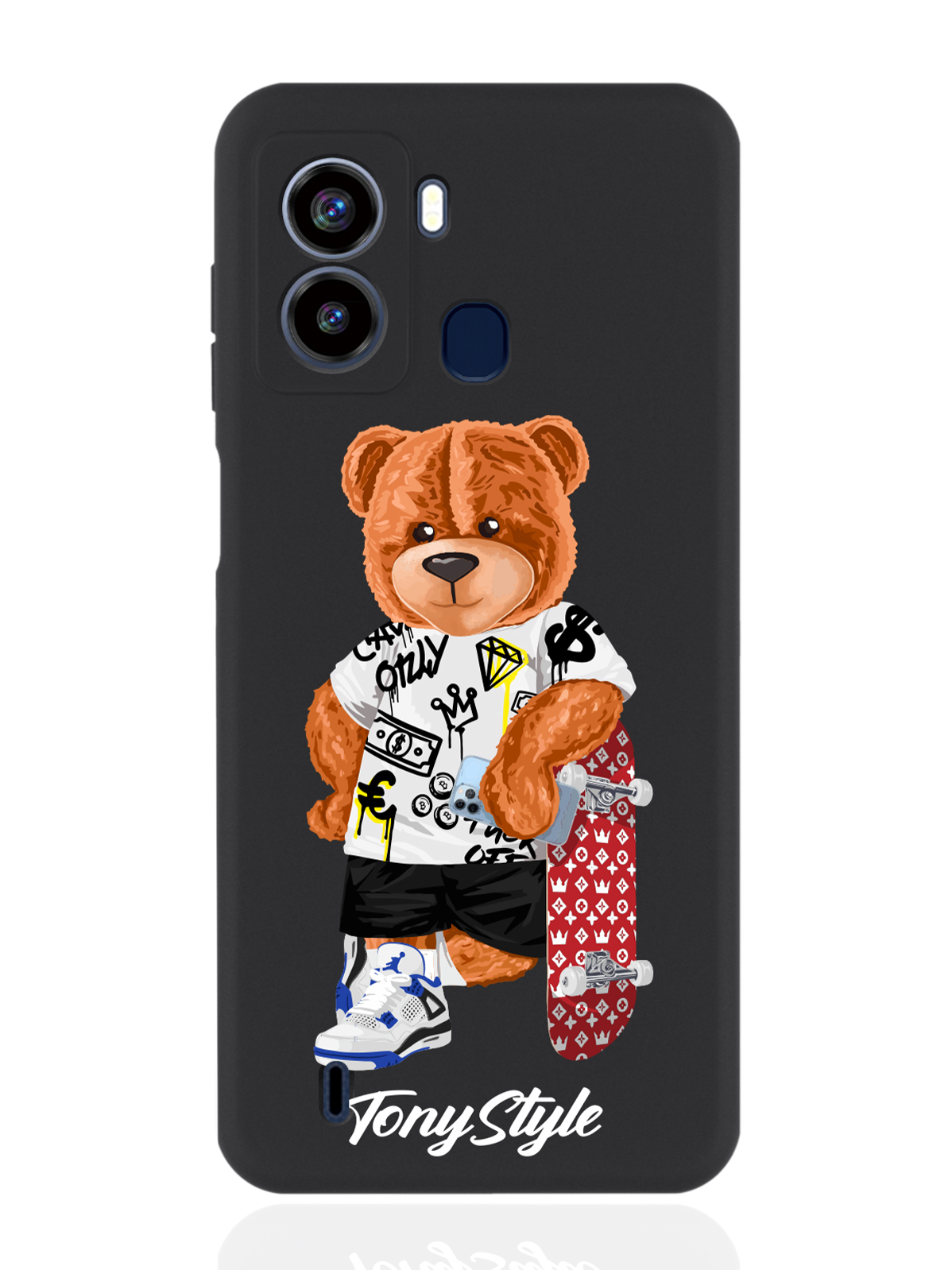 

Чехол для Tecno Pop 6 Tony Style со скейтом черный, Коричневый;черный;красный