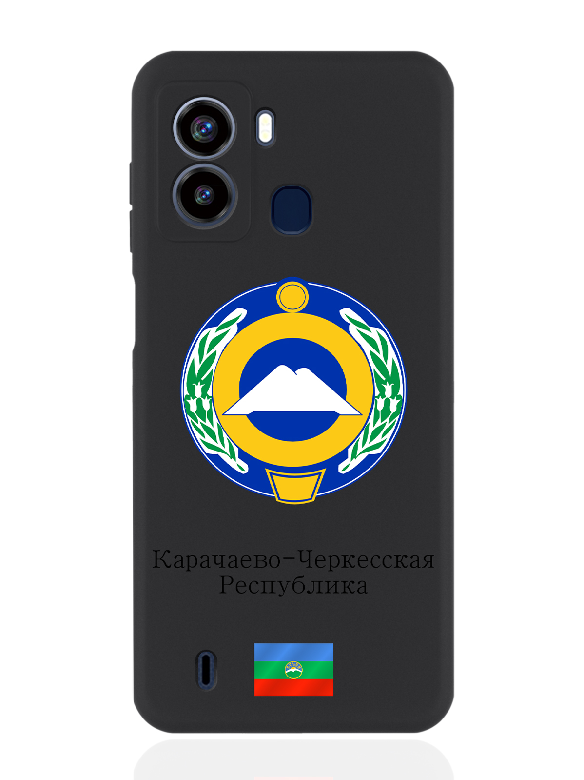 

Чехол для Tecno Pop 6 Герб Карачаево-Черкесской Республики черный, Разноцветный