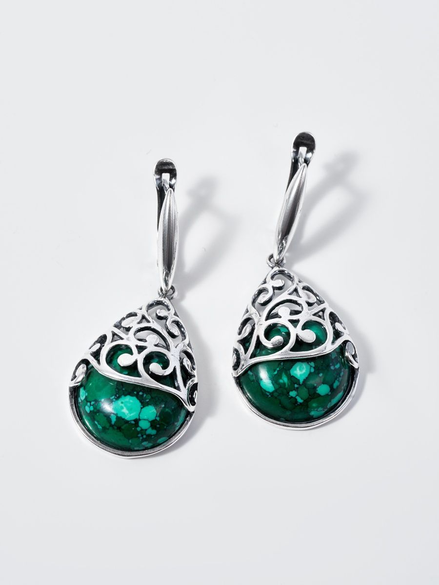 

Серьги подвески из латуни SHINE & BEAUTY 34312084Мп, малахит, 34312084Мп
