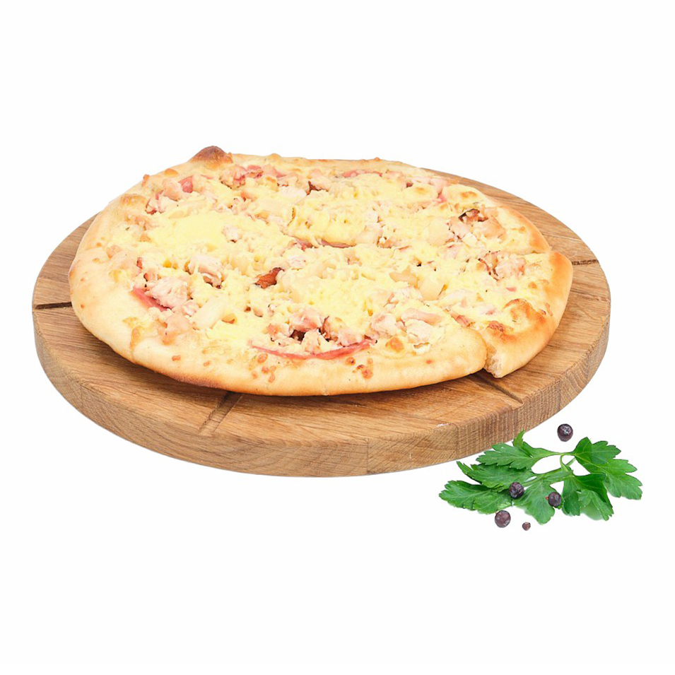 

Пицца с курицей-ветчиной-ананасом охлажденная +-200 г