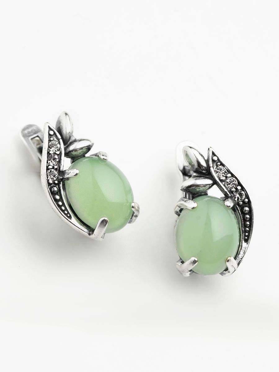

Серьги из латуни SHINE & BEAUTY 3437526-7, нефрит/стекло ювелирное, 3437526-7