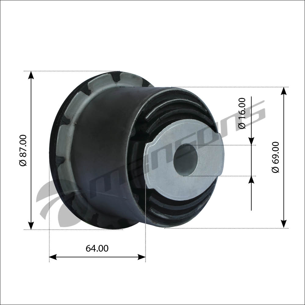 700.195MNS_сайлентблок стабилизатора (мрп) кабины d16xd69x64mm\MB 1628/16338/1636