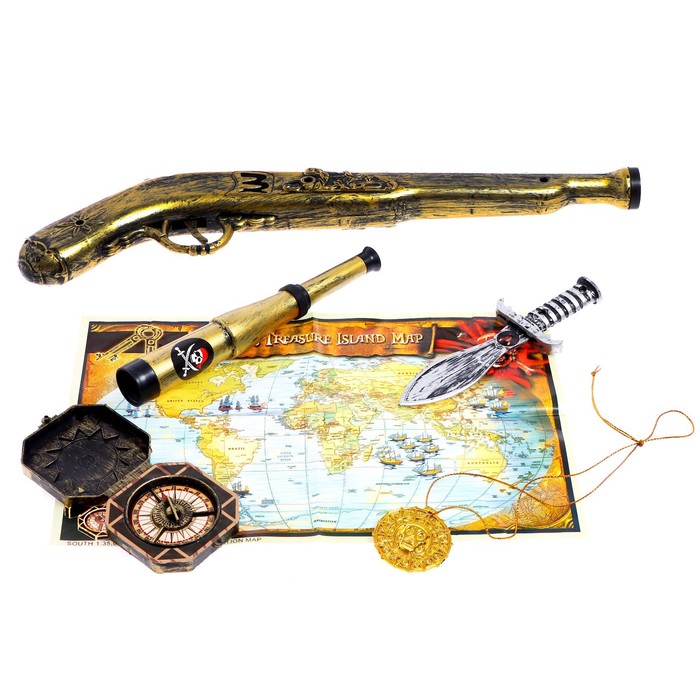 Набор игрушечный пирата «Стрелок», 5 предметов, карта