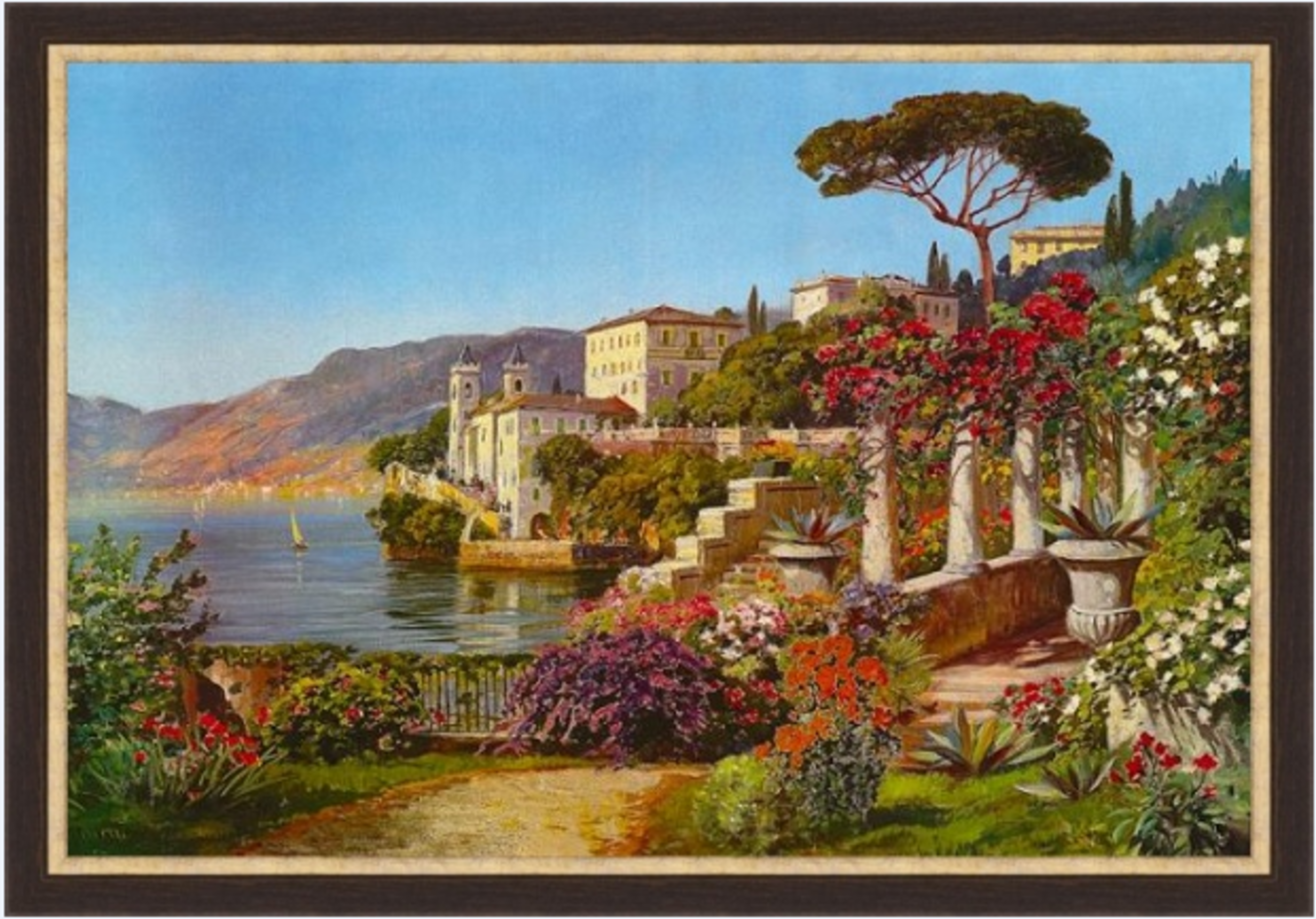 

Картина Лэнд Арт Пейзаж солнечного заката 57х77 см, Alois Arnegger - Villa del Balbianello, Lake Como