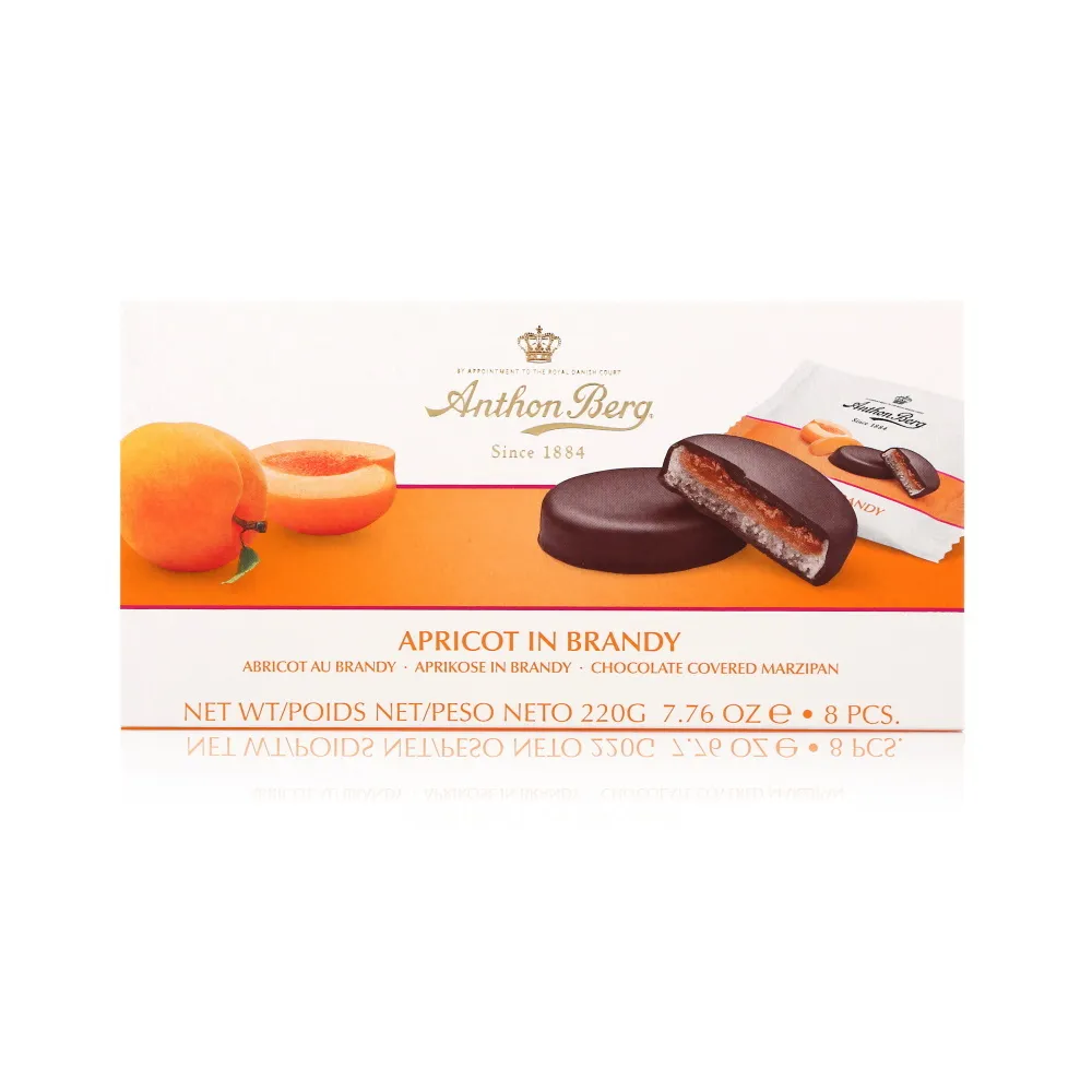 Шоколадные конфеты Anthon Berg с марципаном Абрикос в Бренди 220г
