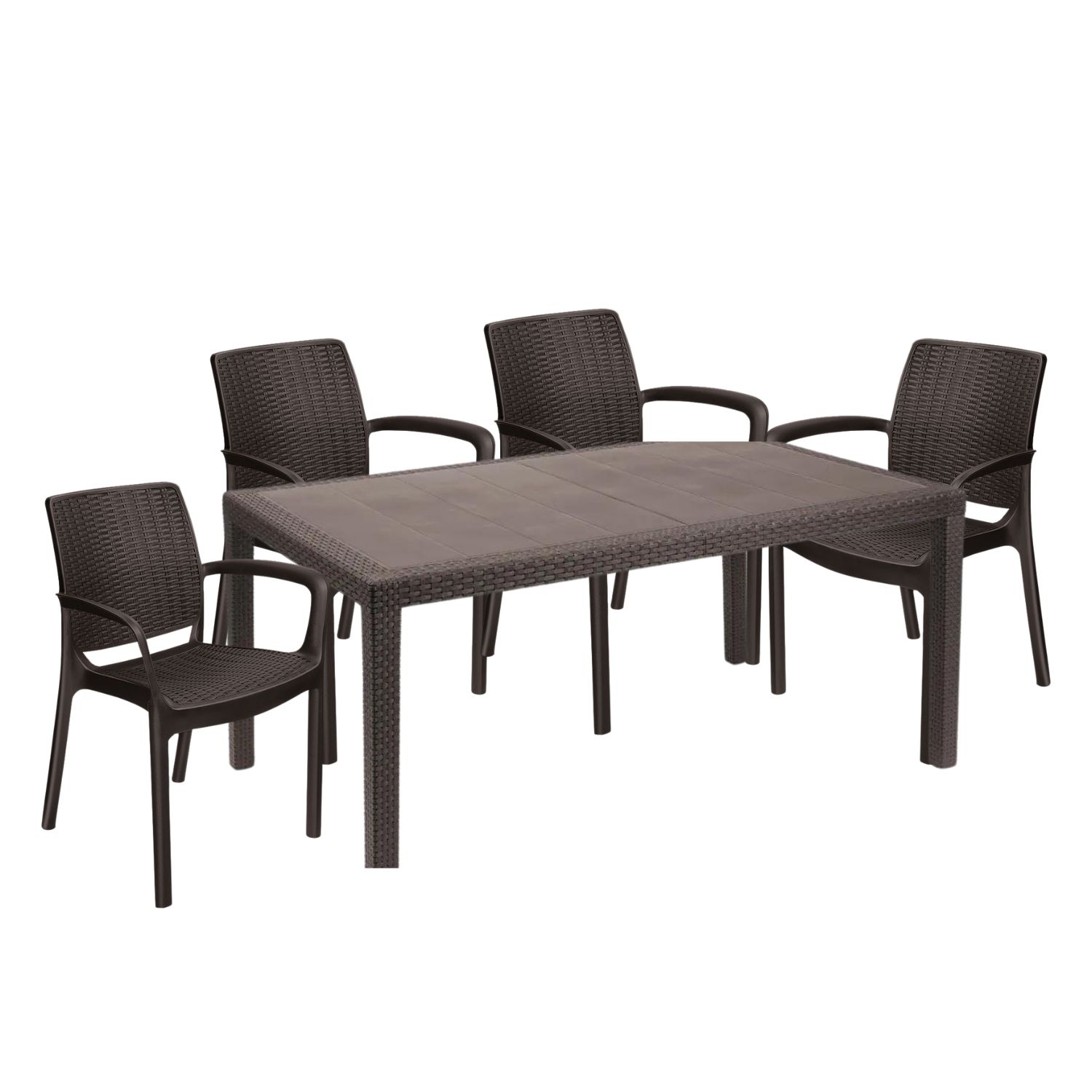 Комплект мебели Elfplast на 6 персон RT0270 стол обеденный + 4 стула цвет коричневый