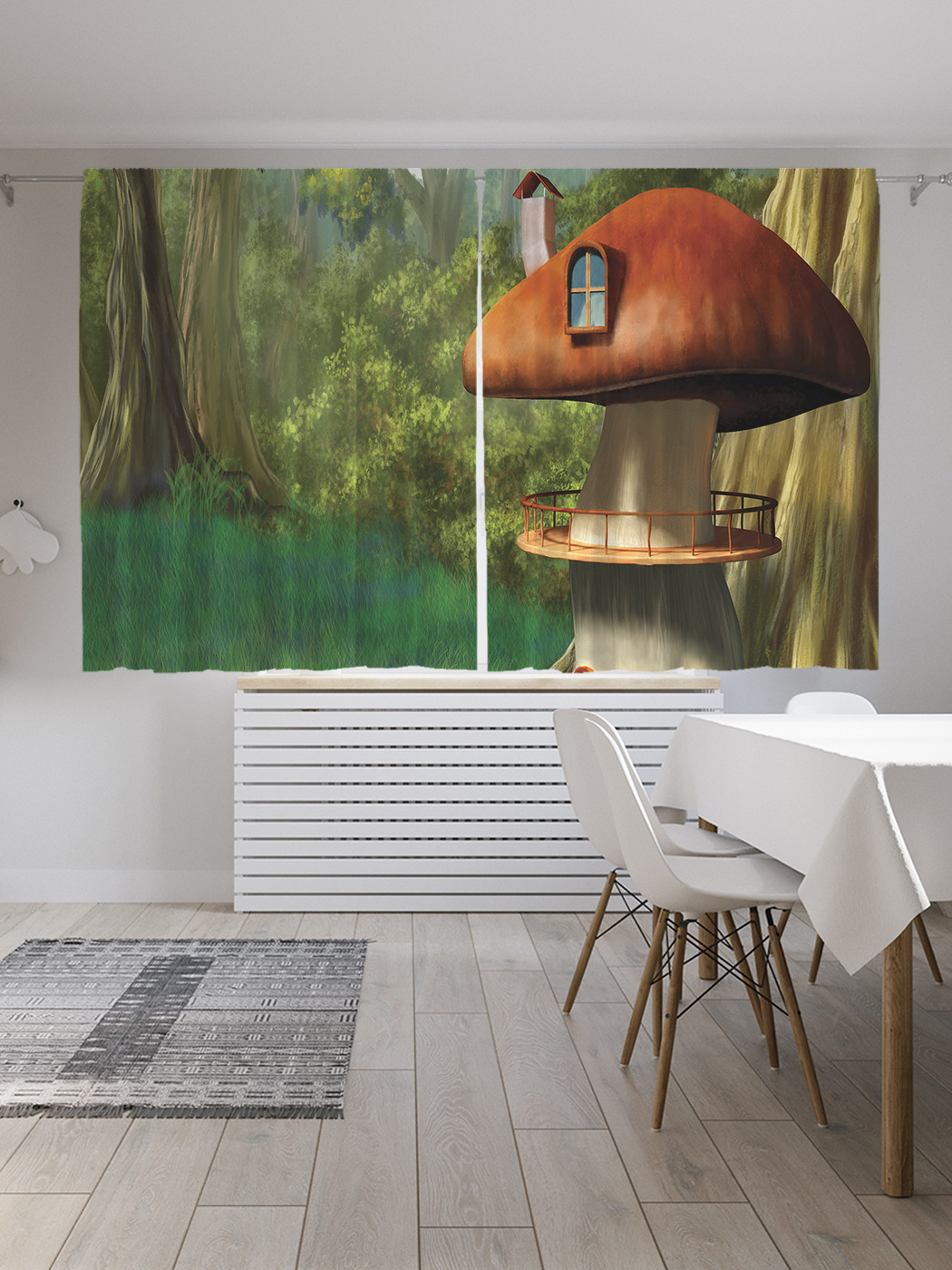 

Шторы JoyArty с фотопечатью "Грибное жилье" из сатена, 290х180 см, Грибное жилье