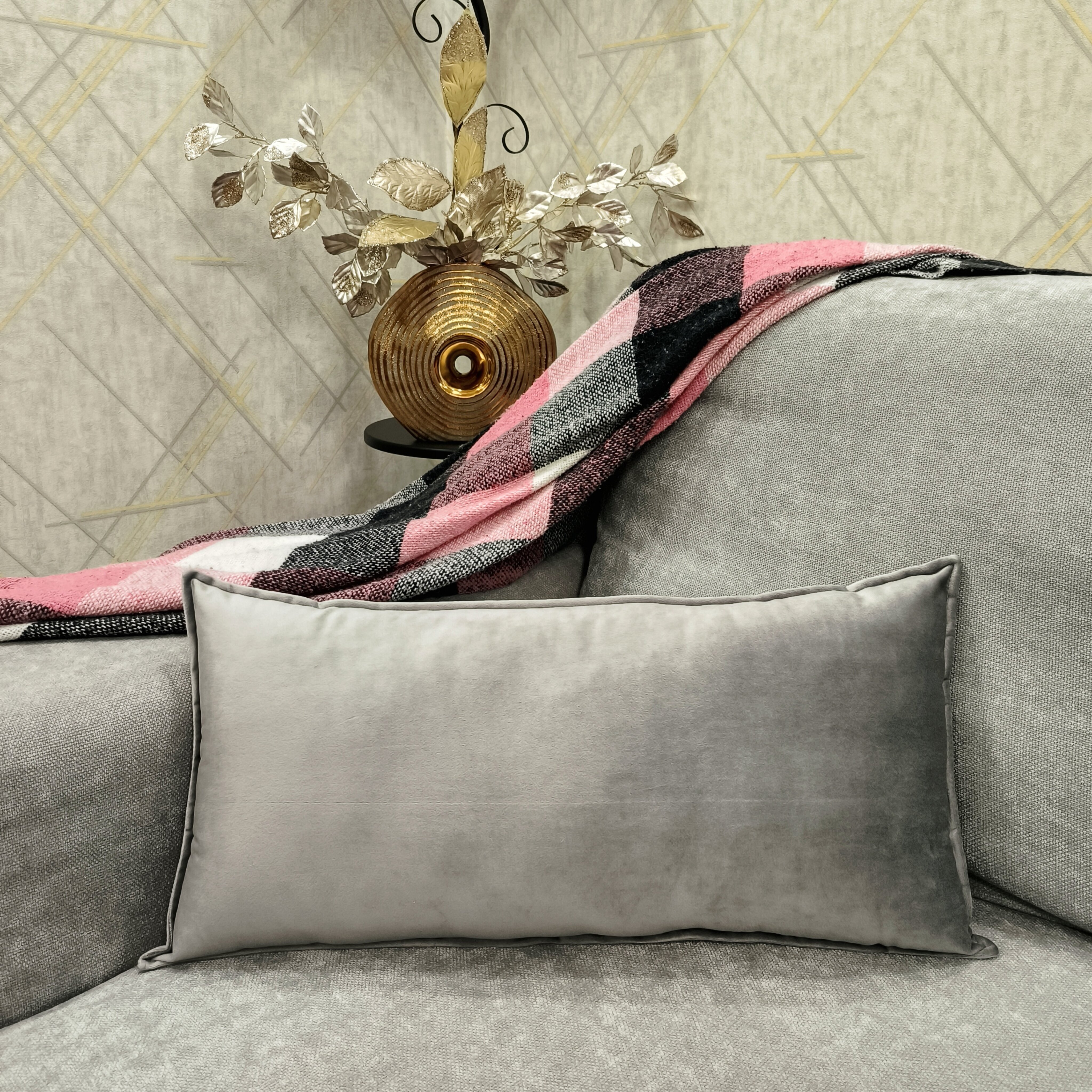 Подушка декоративная Plush Pillow плитка30 30х60, цвет серый