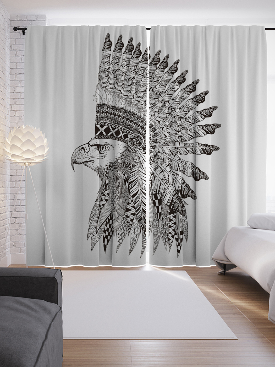 

Шторы JoyArty с фотопечатью "Орел вождь" из сатена, 290х265 см, Орел вождь