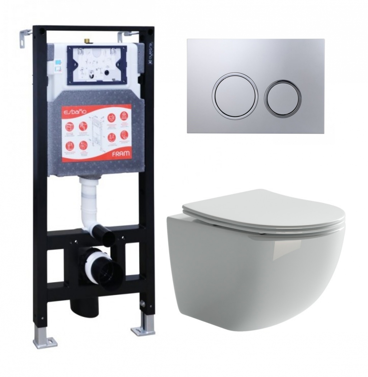 

Комплект инсталляция ESBANO FRAM + Унитаз Ceramica Nova Forma + кнопка хром матовая
