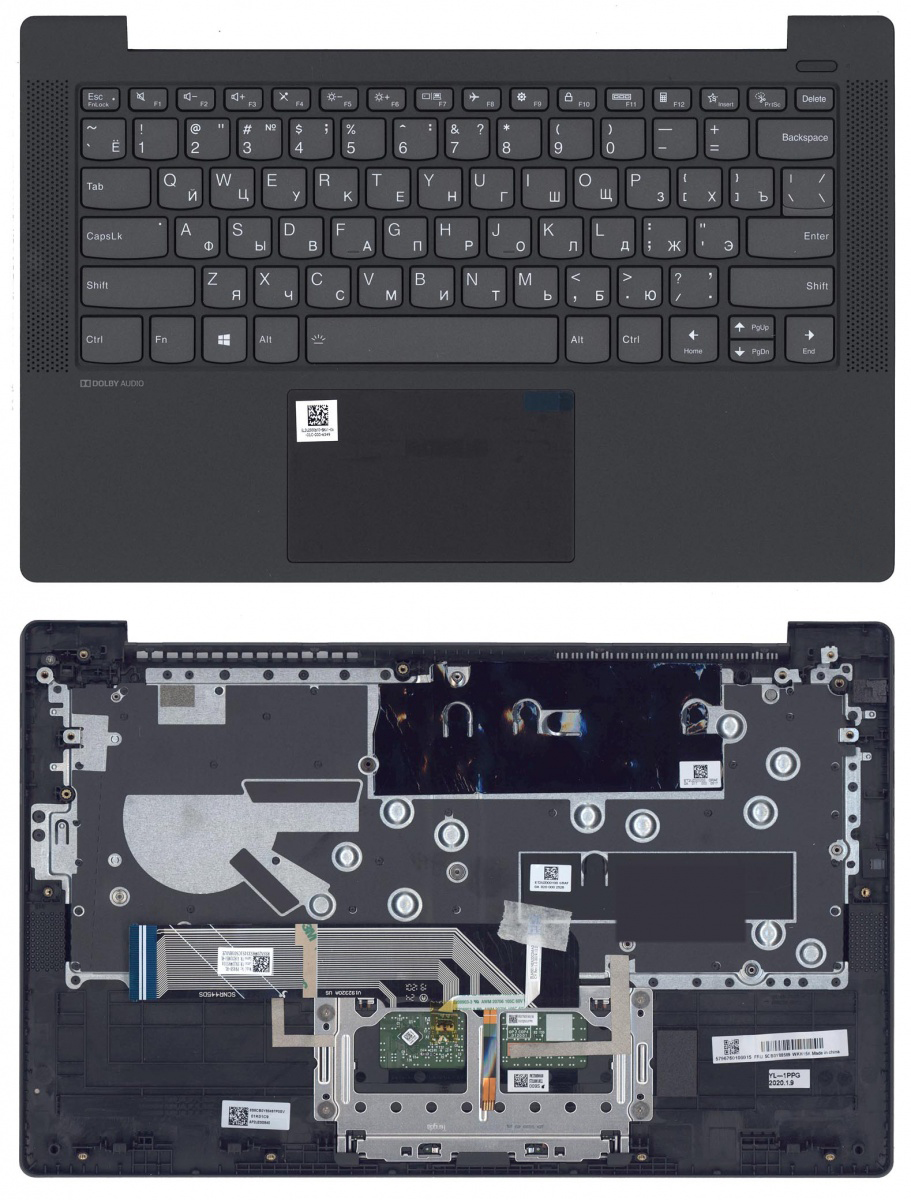 Клавиатура для Lenovo IdeaPad 5-14IIL05 p/n: 5CB0Y88589 черная с черным топкейсом