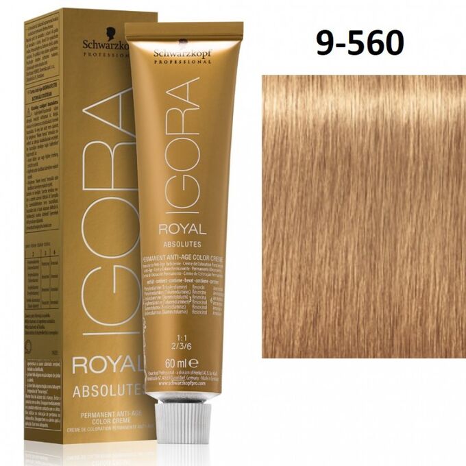 

Краска Schwarzkopf Igora Royal Absolutes 9-560 Блондин золотистый шоколадный 60 мл, Коричневый, 1
