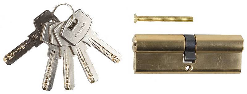 фото Механизм зубр "эксперт" "ключ-ключ", латунь, 6-pin, 90мм