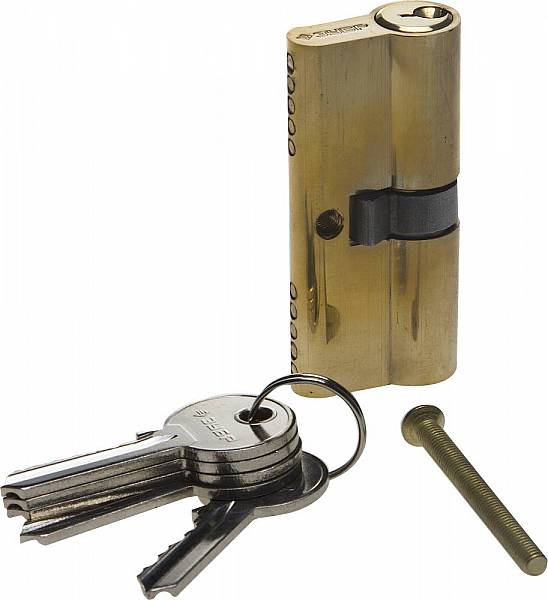 фото Механизм зубр "мастер" цилиндровый, тип "ключ-ключ", цвет латунь, 5-pin, 70мм