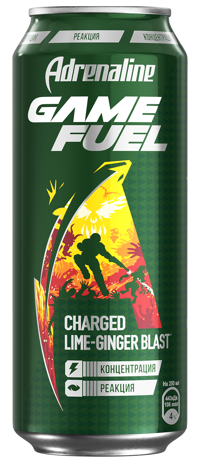 

Энергетический напиток Adrenaline game fuel со вкусом имбиря и лайма ж/б 0.449 л