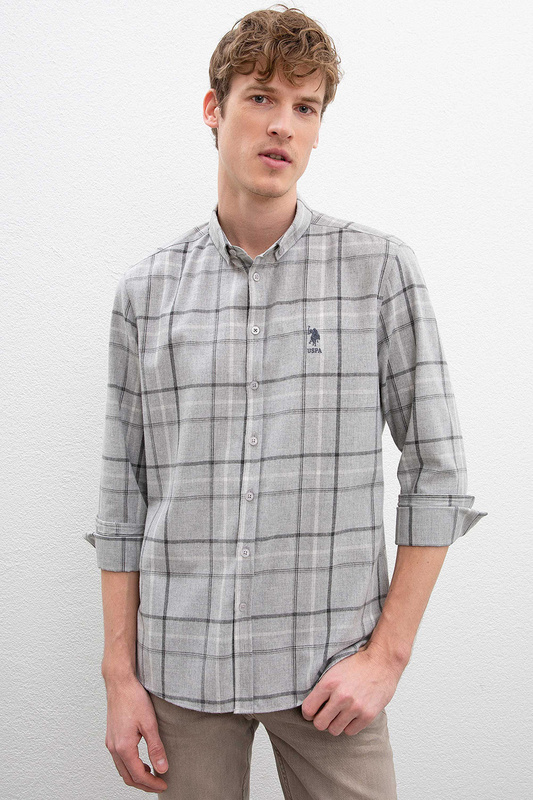 

Рубашка мужская U.S. POLO ASSN. G081SZ0040HUGIN серая S, G081SZ0040HUGIN