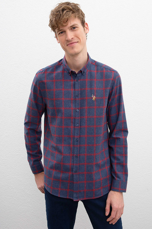 

Рубашка мужская U.S. POLO ASSN. G081SZ0040SUTLERMEN синяя S, G081SZ0040SUTLERMEN