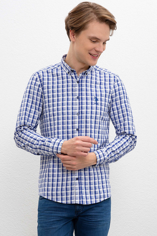 

Рубашка мужская U.S. POLO ASSN. G081SZ0040HYDE синяя S, G081SZ0040HYDE