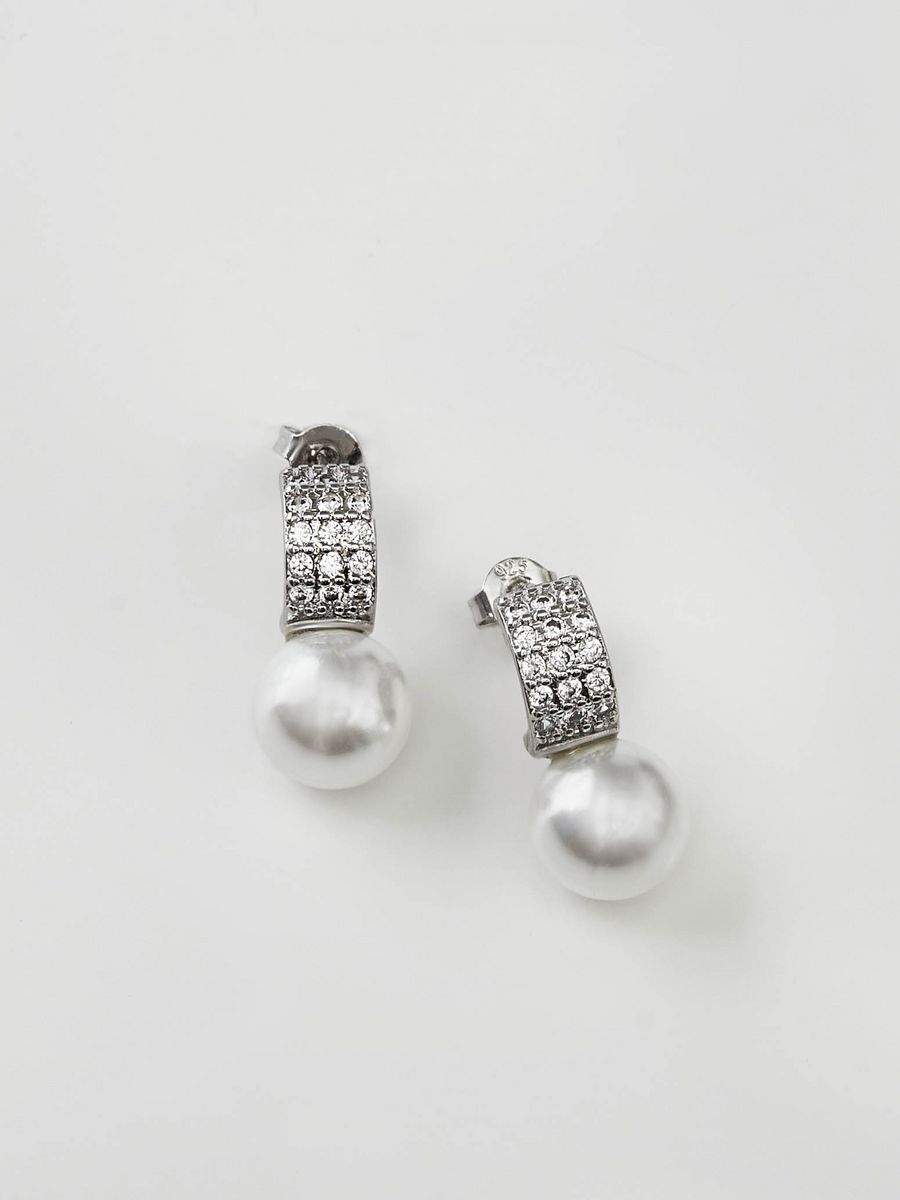 

Серьги из латуни SHINE & BEAUTY 81955-7, жемчуг искусственный/кристалл, 81955-7