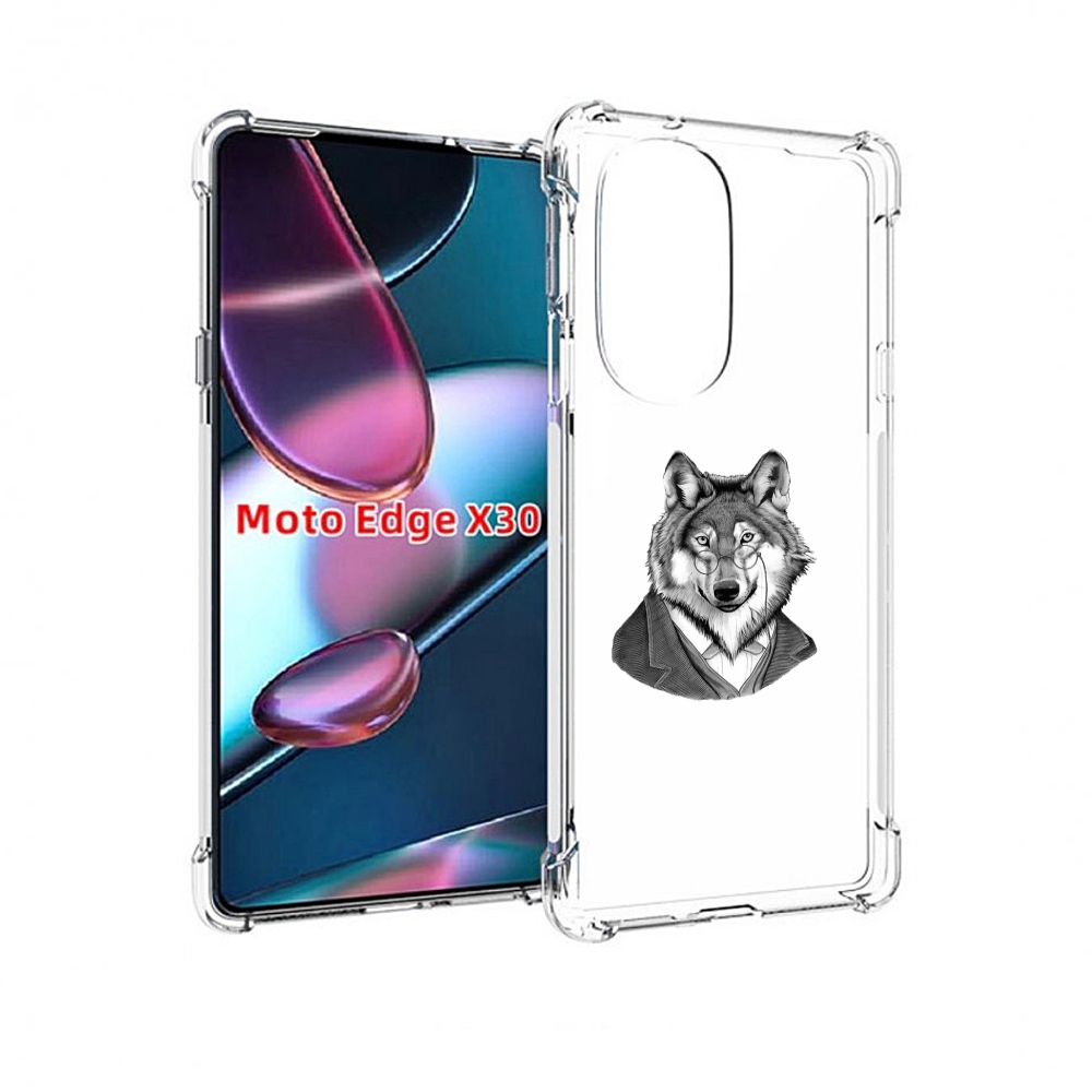 Чехол MyPads волк в пиджаке для Motorola Moto Edge X30