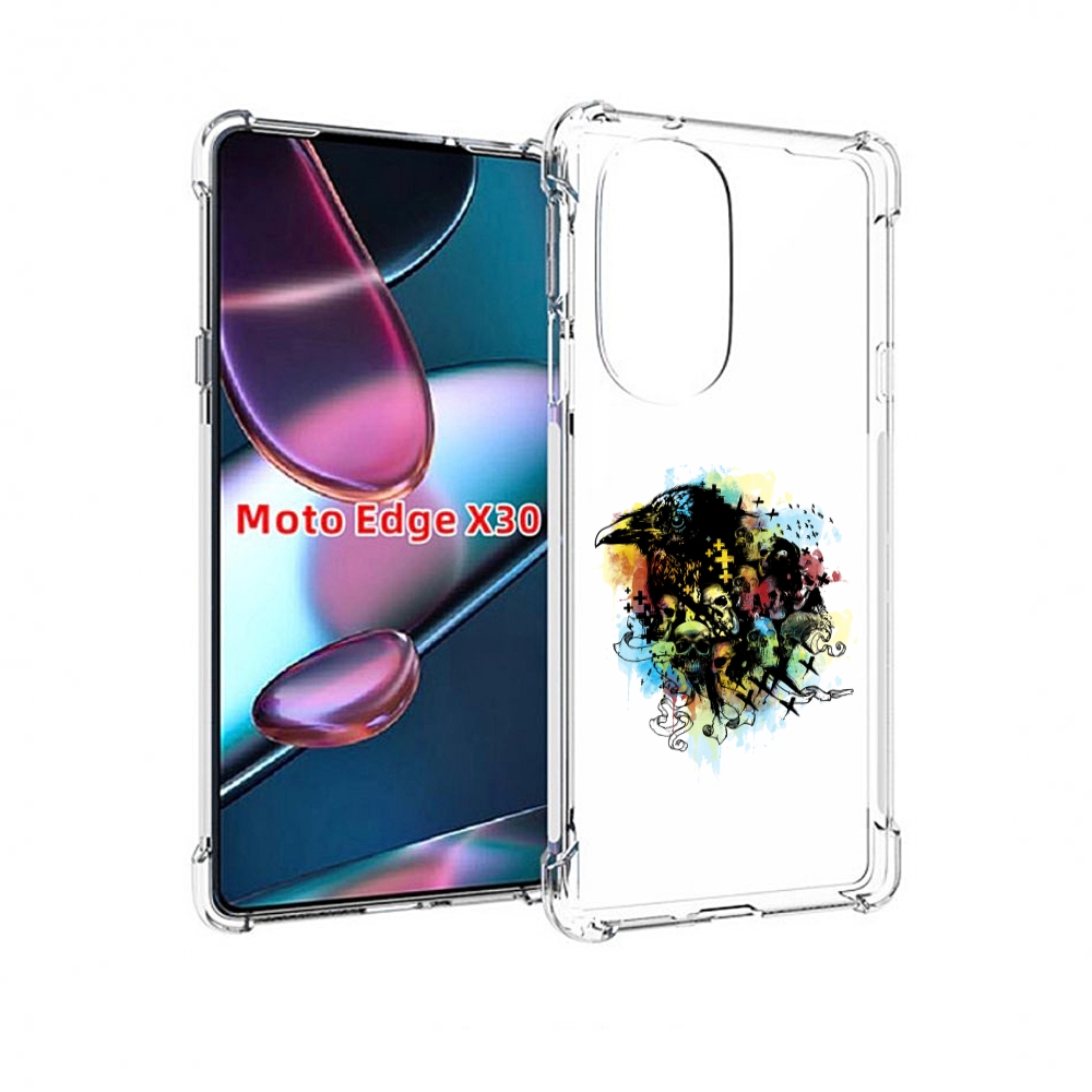 

Чехол MyPads ворон и черепа для Motorola Moto Edge X30, Прозрачный, Tocco
