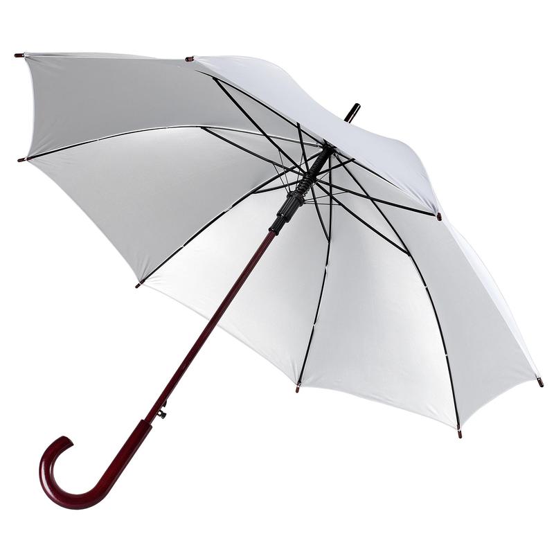 Зонт-трость Standard, полуавтомат,8 спиц.ручка-дерево,серебристый,12393.01