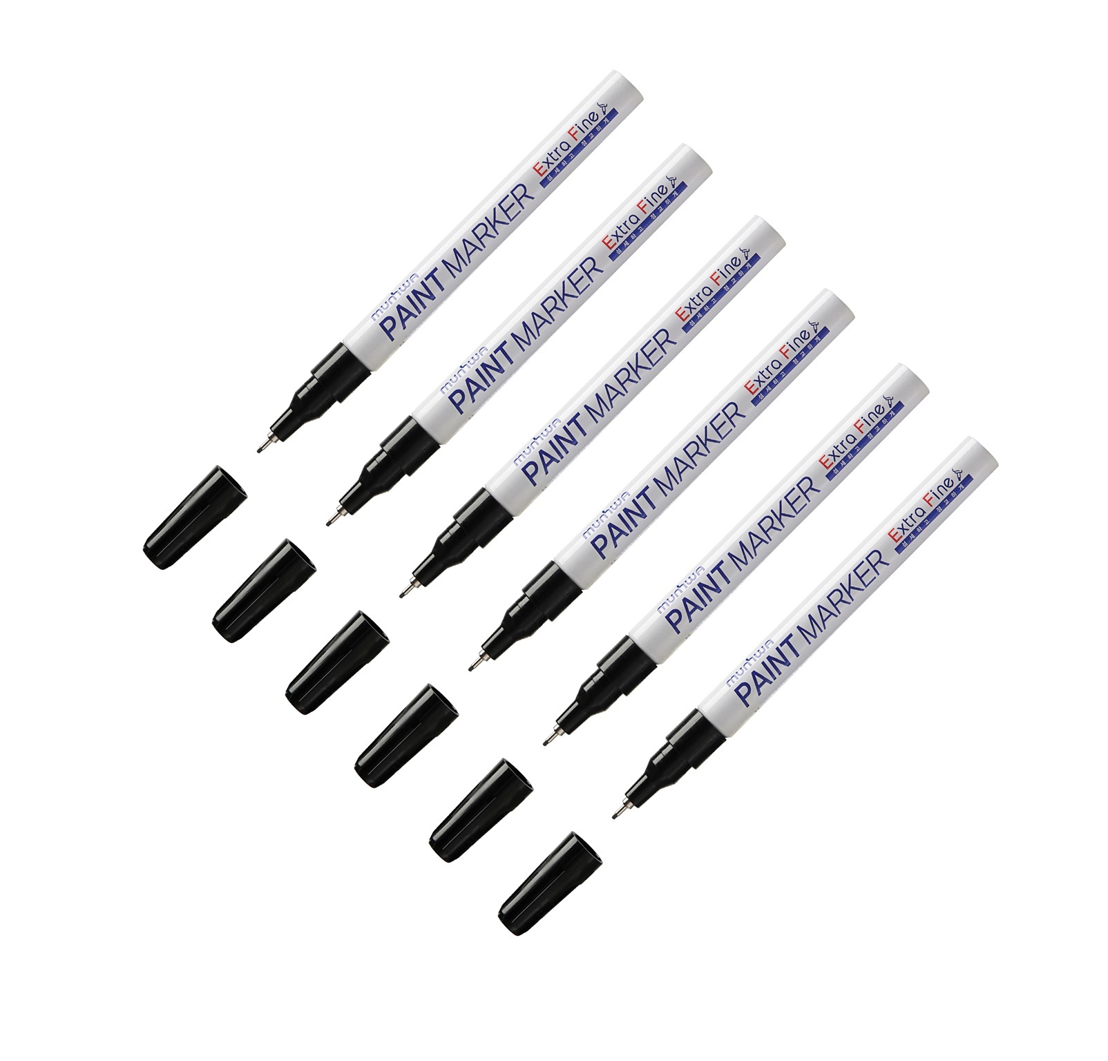 

Маркер-краска MunHwa Extra Fine Paint Marker черная, 1 мм, нитро-основа 6 штук, Черный