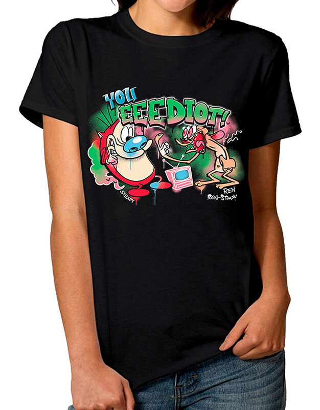 

Футболка женская Dream Shirts Рен и Стимпи черная S, Рен и Стимпи