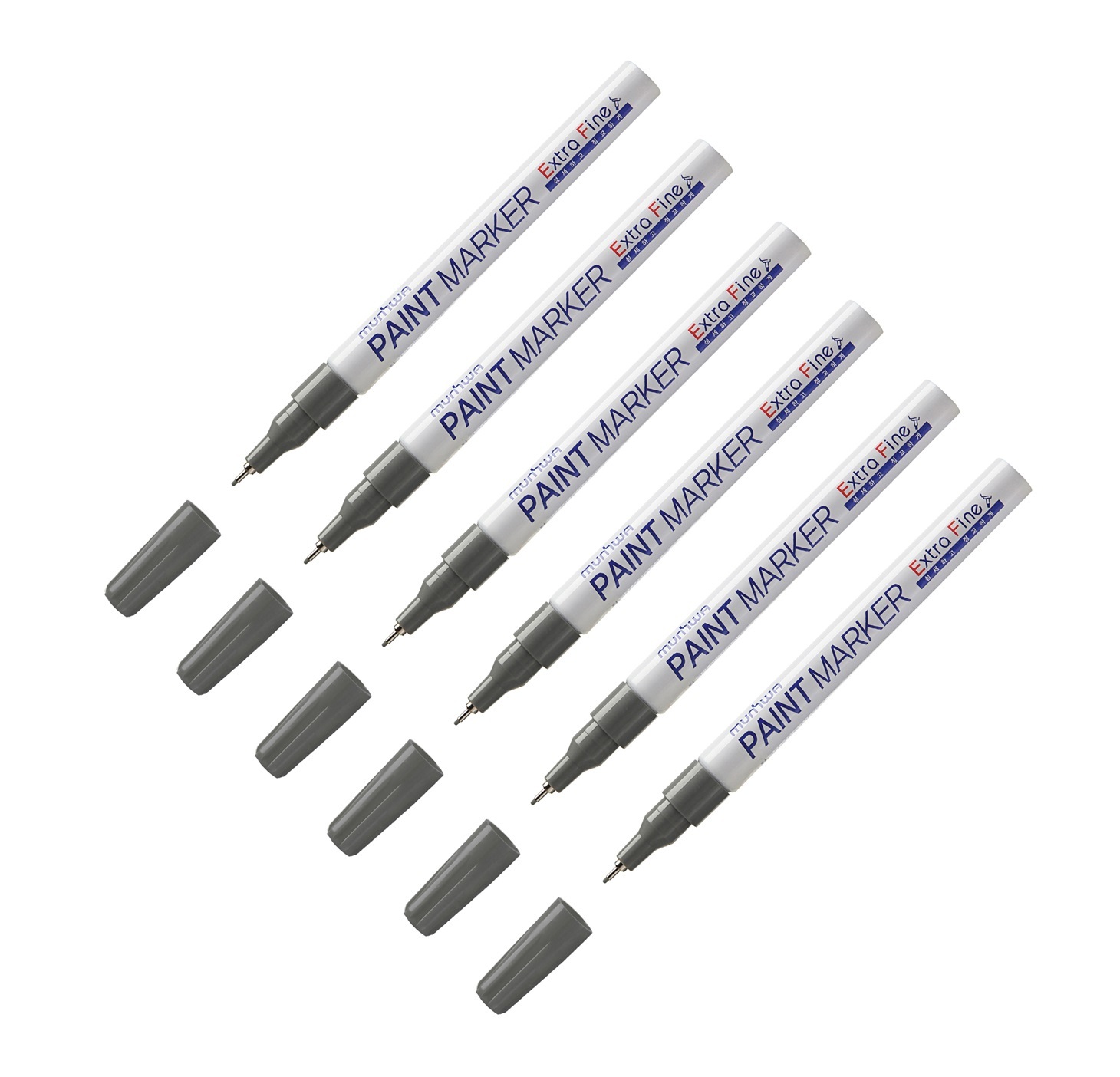 

Маркер-краска MunHwa Extra Fine Paint Marker серебро, 1 мм, нитро-основа 6 штук, Серебристый