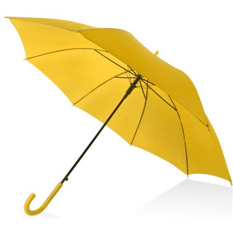 Зонт трость полуавтоматический с пластиковой ручкой, желтый