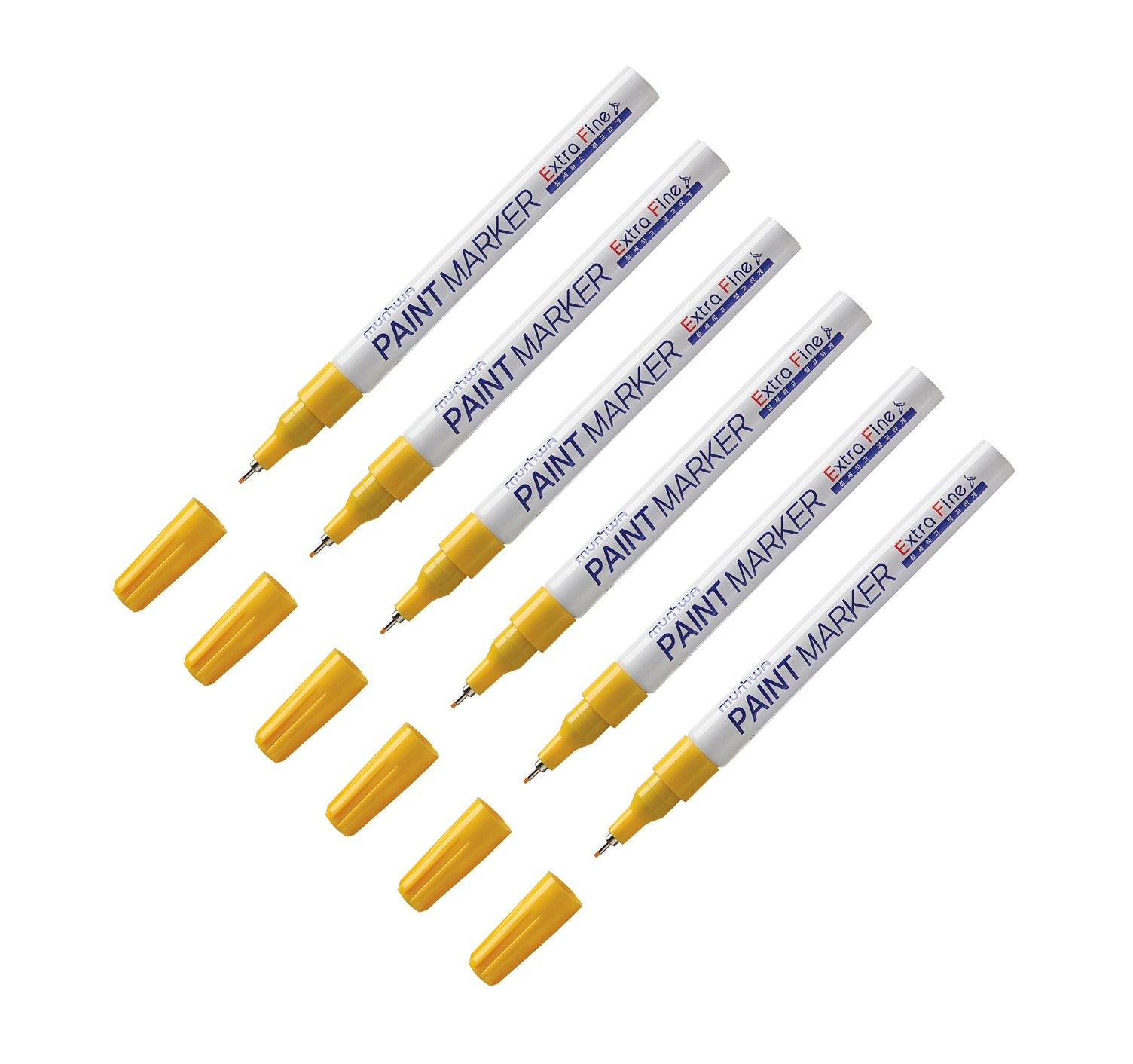 

Маркер-краска MunHwa Extra Fine Paint Marker желтый, 1 мм, нитро-основа 6 штук
