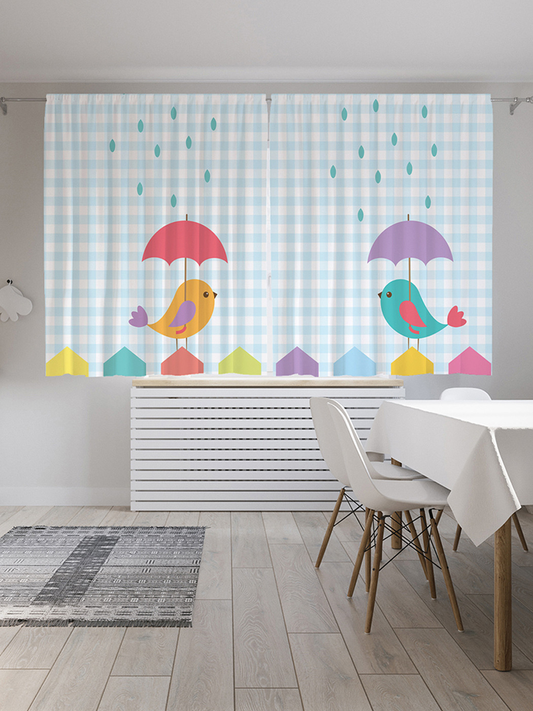 

Шторы JoyArty с фотопечатью "Птицы с зонтами" из сатена, 290х180 см, Птицы с зонтами