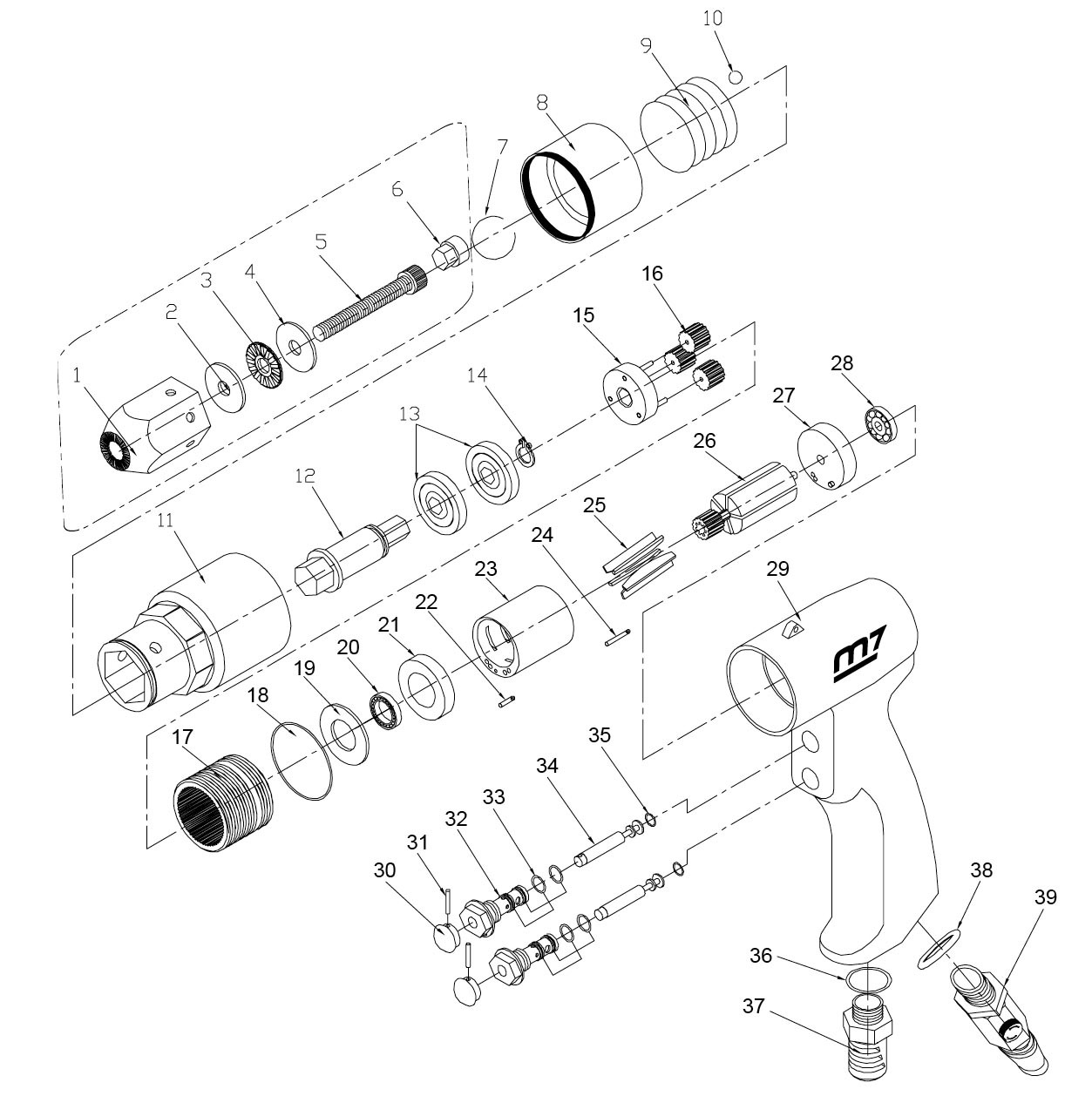 MIGHTY SEVEN PB-1305P17 MIGHTY SEVEN Ремк-кт для пневматического заклепочника PB-1305, кор