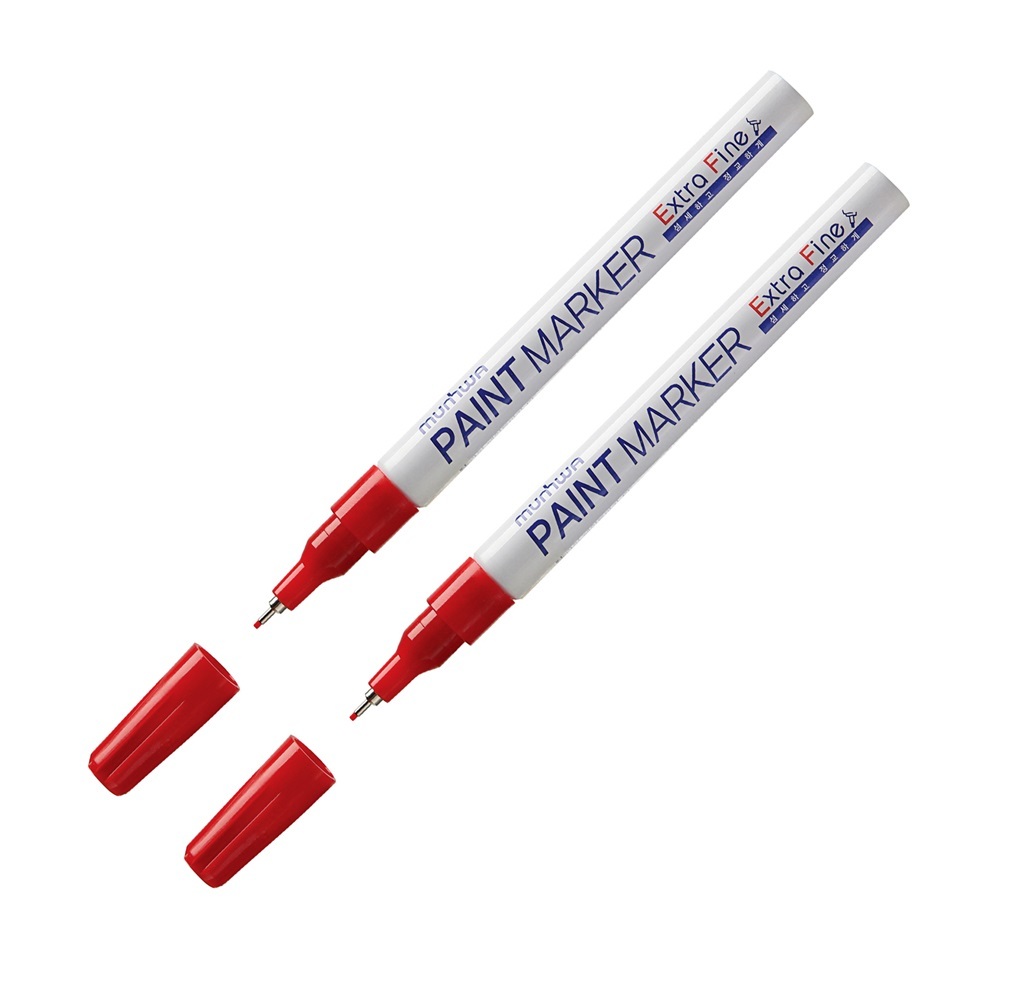 

Маркер-краска MunHwa Extra Fine Paint Marker красная, 1 мм, нитро-основа 2 штуки, Красный