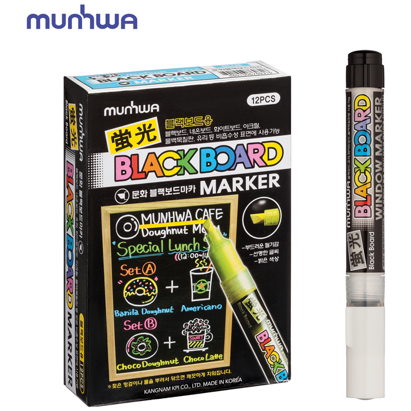 

Маркер меловой MunHwa Black Board Marker белый, 3 мм, водная основа 12 штук