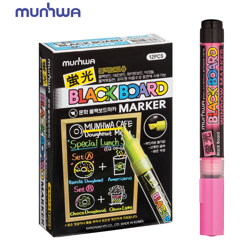 

Маркер меловой MunHwa Black Board Marker розовый, 3 мм, водная основа 12 штук