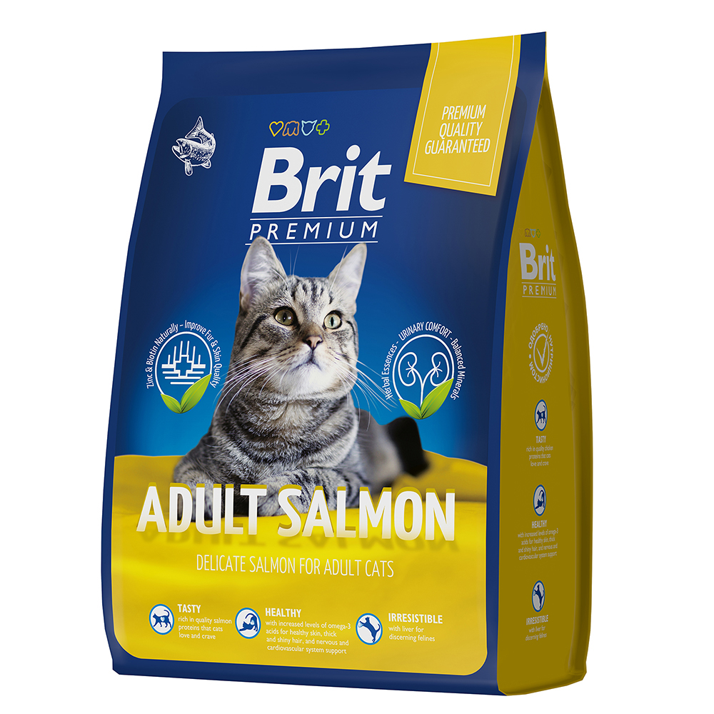 

Сухой корм для кошек Brit Premium Cat Adult, с лососем, 800г, Adult