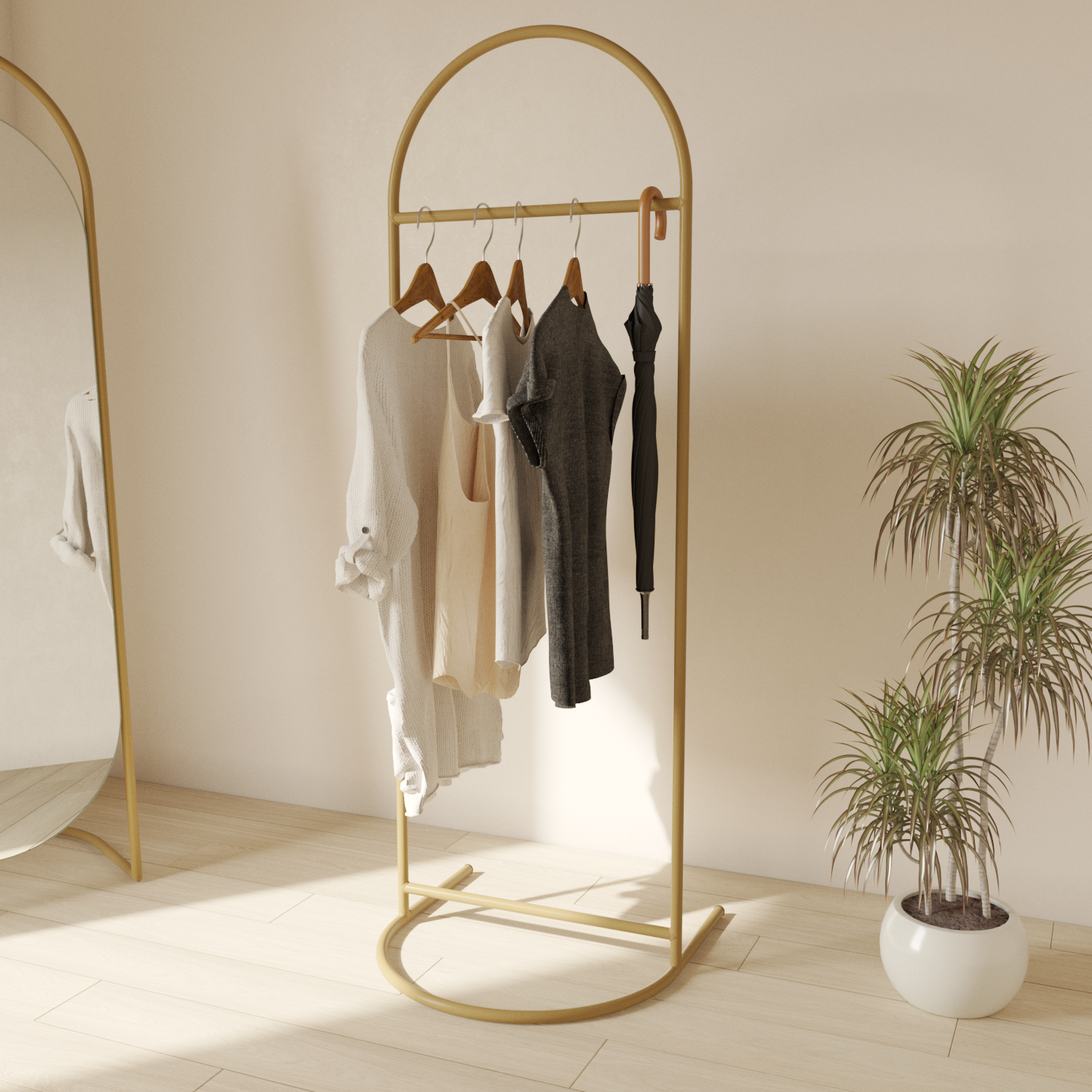 Вешалка напольная для одежды GEN GROUP EVESA Gold металлическая золотая 163х54 см