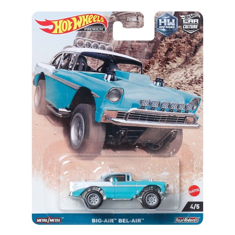 

Машинка металлическая Hot Wheels HKC74 Premium Car Culture коллекционная Big Air Bel Air, Бирюзовый;белый, HW-metall-all