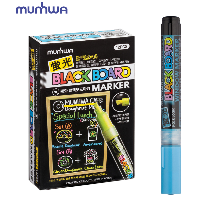 

Маркер меловой MunHwa Black Board Marker голубой, 3 мм, водная основа 12 штук