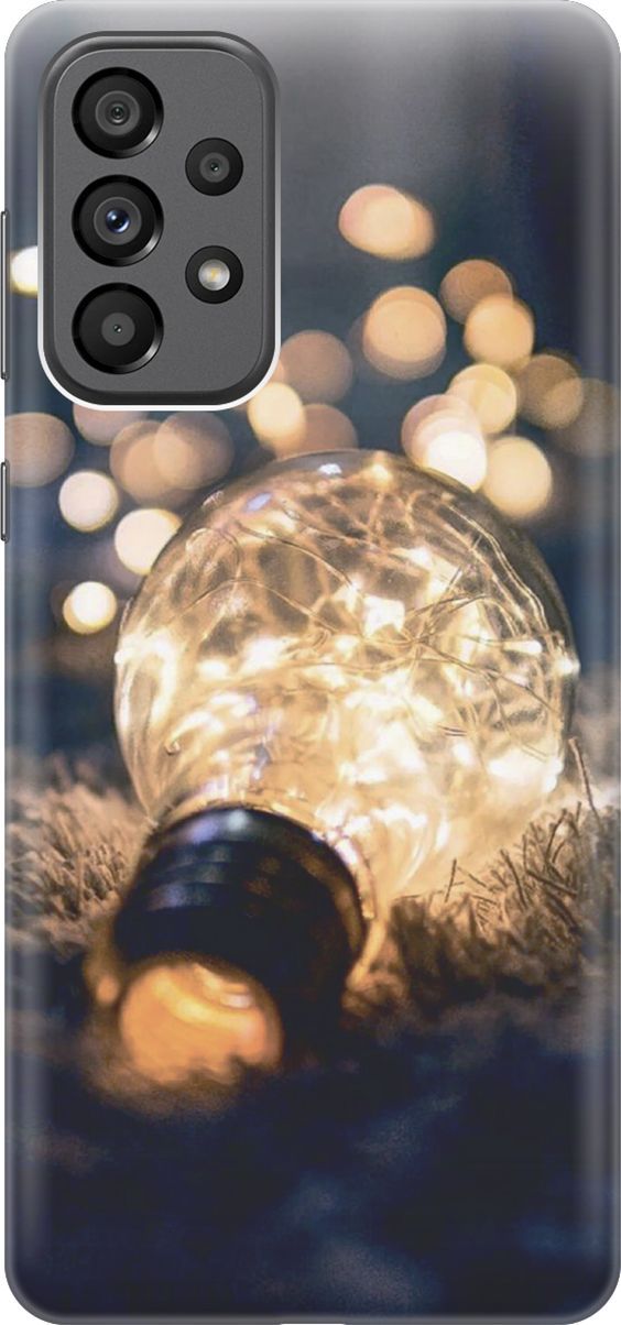 

Чехол на Samsung Galaxy A73 5G с принтом "Гирлянда в лампочке", Желтый;серый, 10565