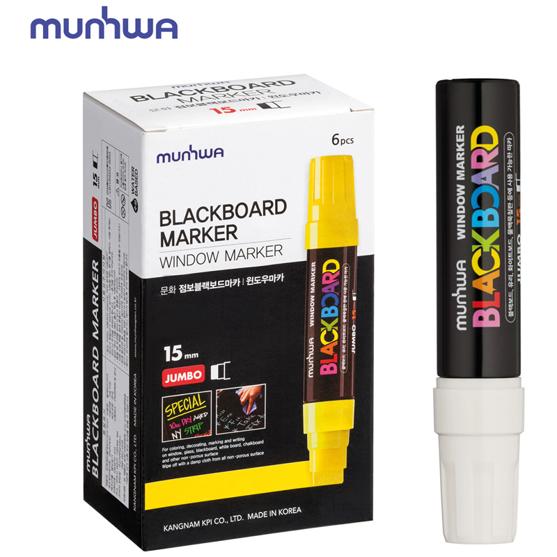 

Маркер меловой MunHwa Black Board Jumbo, белый, 15 мм, водная основа 6 штук
